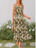 Abstract V -Neck Sleeveless Summer Dress